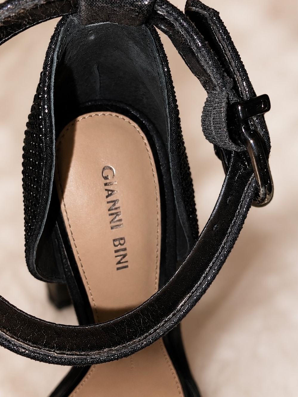 Gianni Bini Black Rhinestone Platform Heels Size 7.5 - Picture 6 of 10